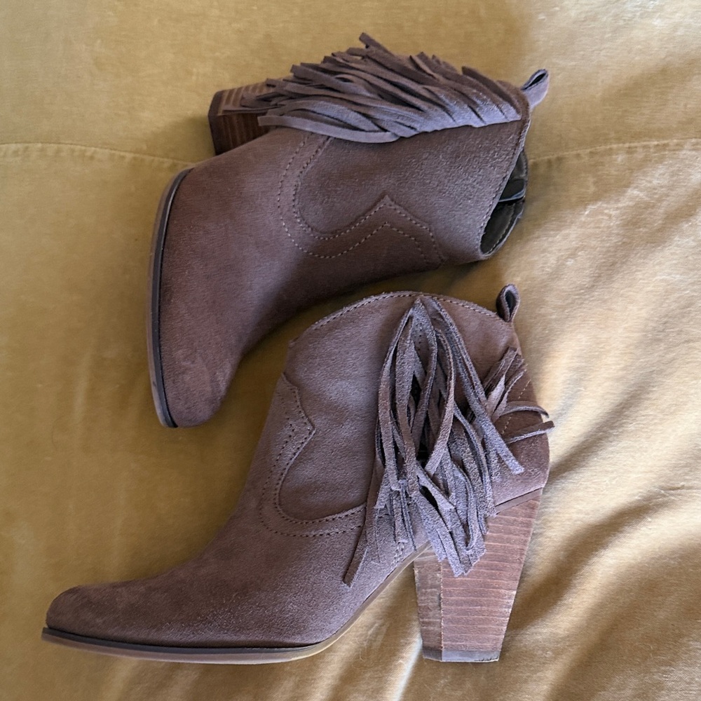 Steve Madden Fringe Suede Ankle Booties - Brown